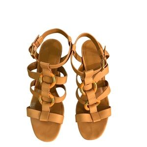 CALVIN KLEIN LEATHER LINDY CERVO BLUSH NUDE STRAP BLOCK HEEL SANDAL SIZE 9M